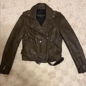 Bagatelle Dark Brown Genuine Leather Moto Jacket